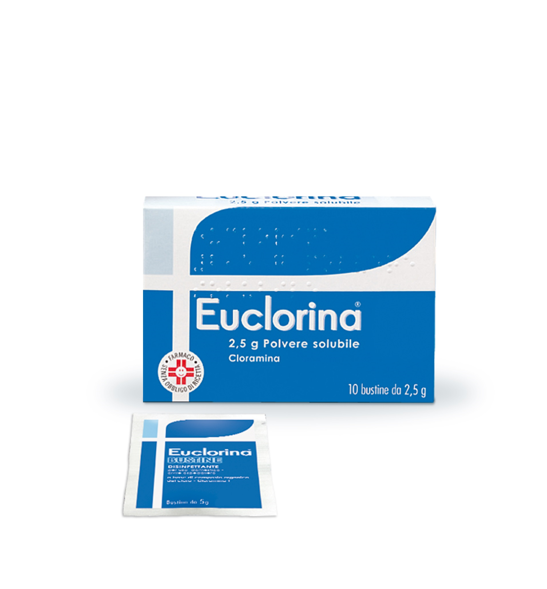 EUCLORINA POLVERE SOLUBILE CLORAMINA DISINFETTANTE - 10 bustine - 2,5 gr.